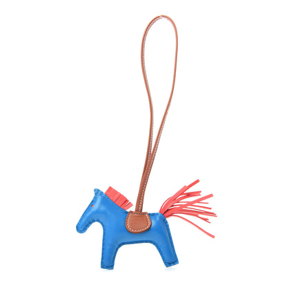 Hermes Milo Lambskin Grigri Rodeo Horse Bag Charm PM Blue Zanzibar Rose Texas Gold 1 of 4