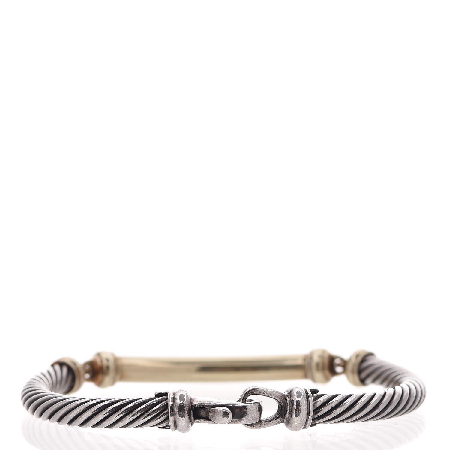David Yurman Sterling Silver 14K Yellow Gold 5mm Metro Cable Bracelet 3 of 6