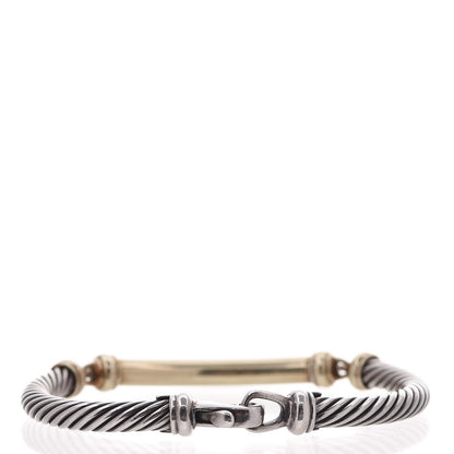 David Yurman Sterling Silver 14K Yellow Gold 5mm Metro Cable Bracelet 3 of 6