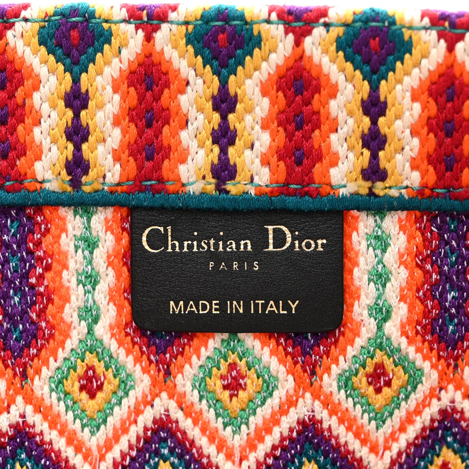 Christian Dior Canvas Embroidered Large Book Tote Orange Multicolor 6 of 13