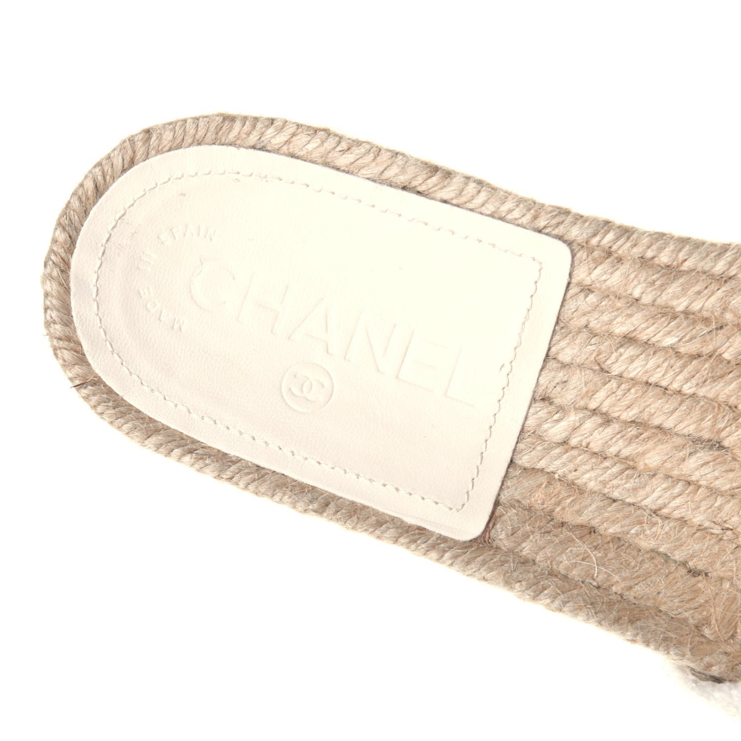 Tweed Grosgrain CC Espadrille Slip On Sandals 37 White Black