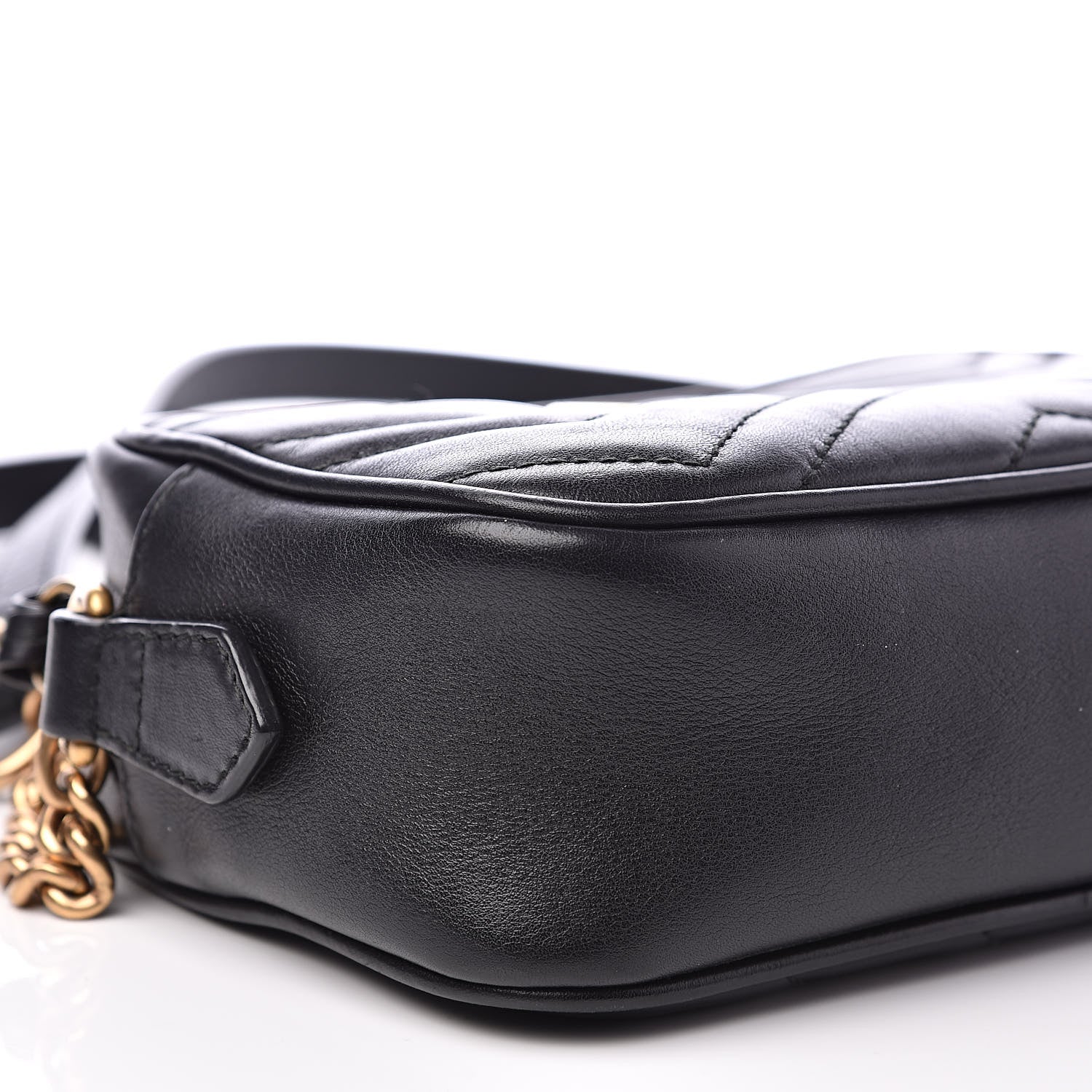 Gucci Calfskin Matelasse Mini GG Marmont Chain Shoulder Bag Black 9 of 13