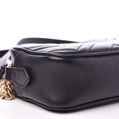 Gucci Calfskin Matelasse Mini GG Marmont Chain Shoulder Bag Black 9 of 13