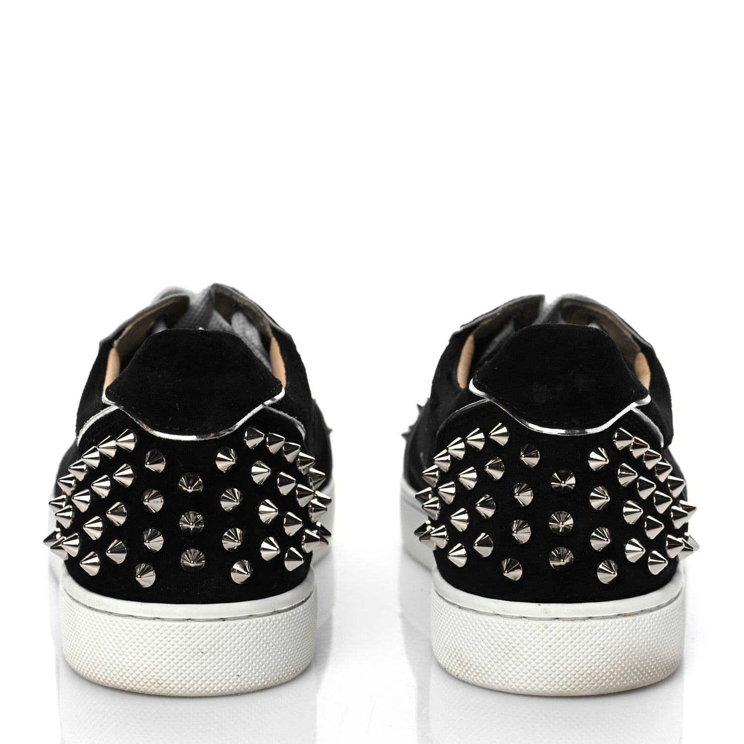 Christian Louboutin Suede Womens Louis Junior Spikes Flat Sneakers 37 Black 5 of 9