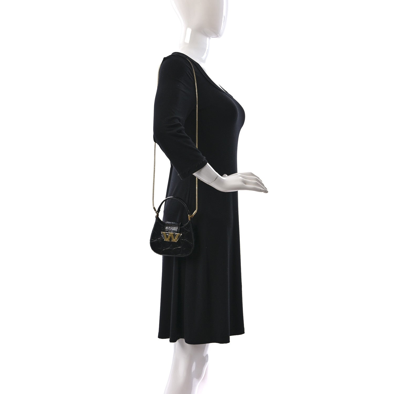 Alexander Wang Crocodile Embossed Calfskin Micro Legacy Hobo Black 2 of 12
