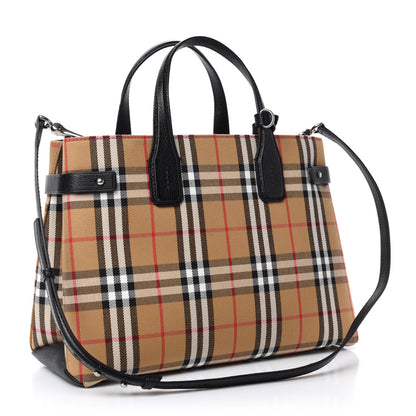 Burberry Goatskin Vintage Check Medium Banner Tote Black 4 of 13