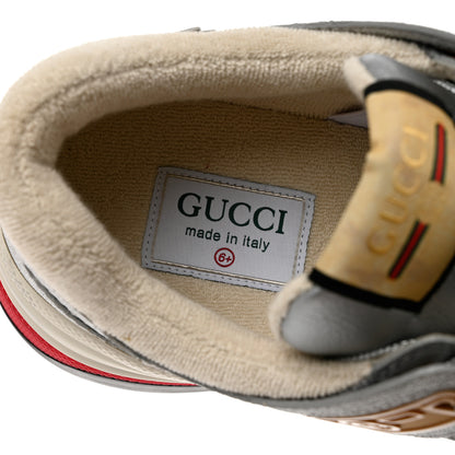 Gucci Metallic Calfskin Glitter Mesh Mens Ultrapace Sneakers 6.5 Silver White 6 of 7