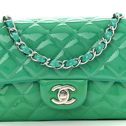 Chanel Patent Calfskin Quilted Mini Rectangular Flap Green 8 of 10