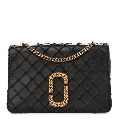 Marc Jacobs Natural Grain Calfskin Quilted Double J Quilted Bag Black 1 of 9