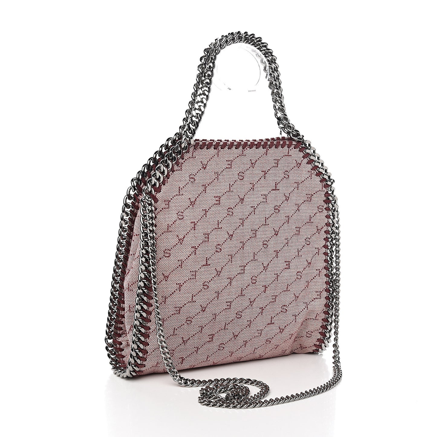 Denim Logo Mini Falabella Tote Burgundy