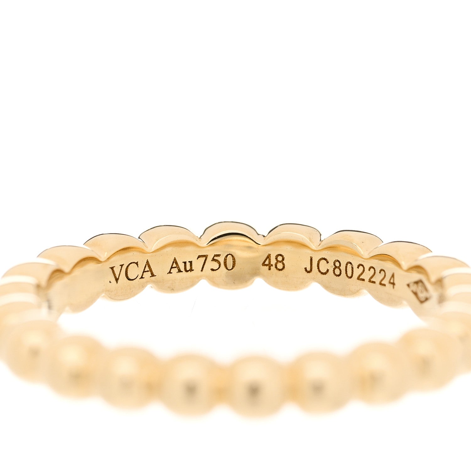 Van Cleef & Arpels 18K Yellow Gold Medium Perlee Ring 48 4.5 3 of 5