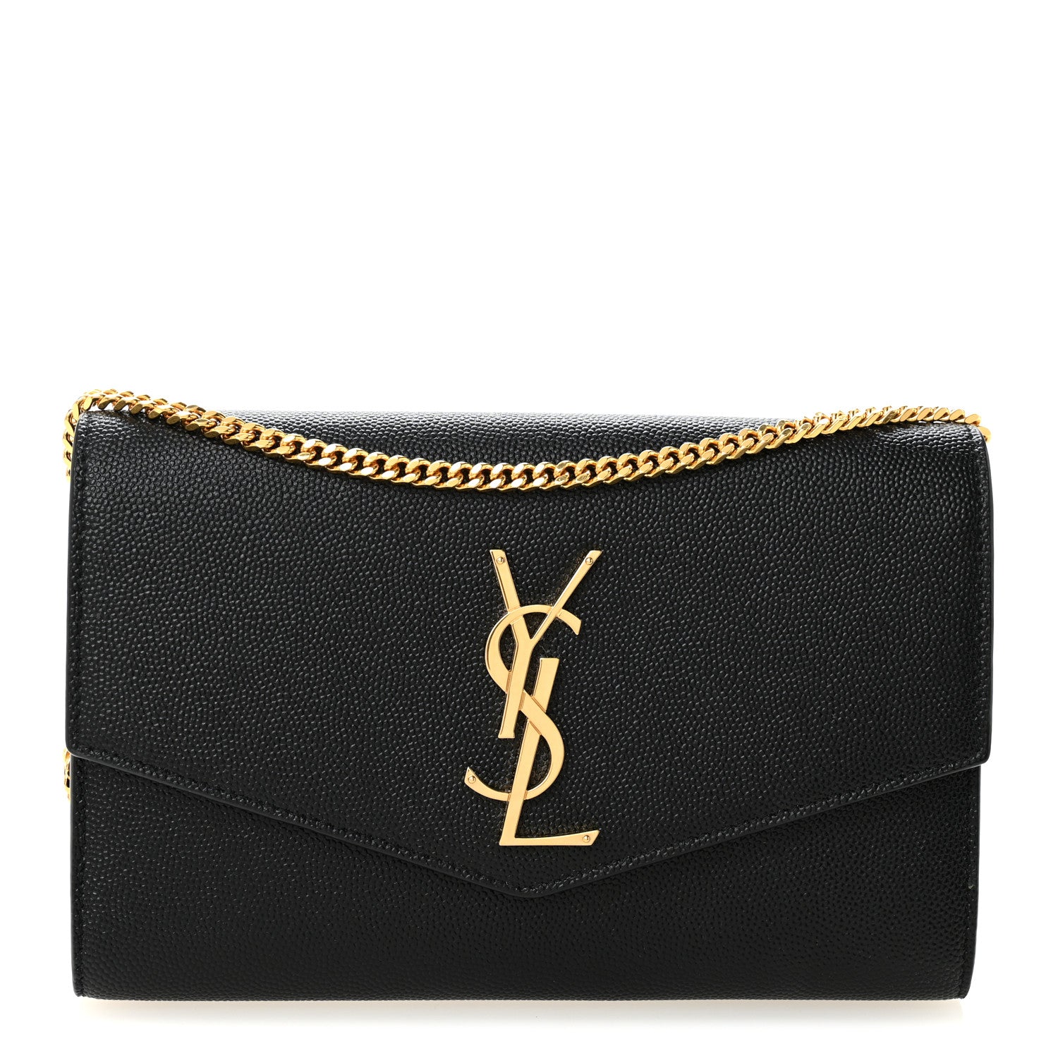 Saint Laurent Grain de Poudre Uptown Chain Wallet Black 1 of 11