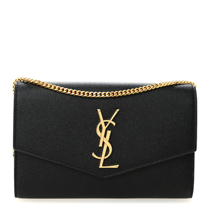 Saint Laurent Grain de Poudre Uptown Chain Wallet Black 1 of 11