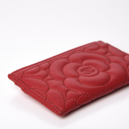 Chanel Caviar Camellia Embossed Card Holder Red 8 of 10