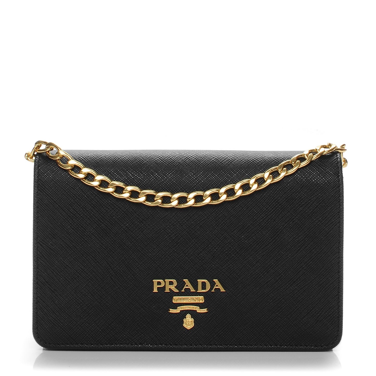 Saffiano Lux Chain Wallet Nero Black