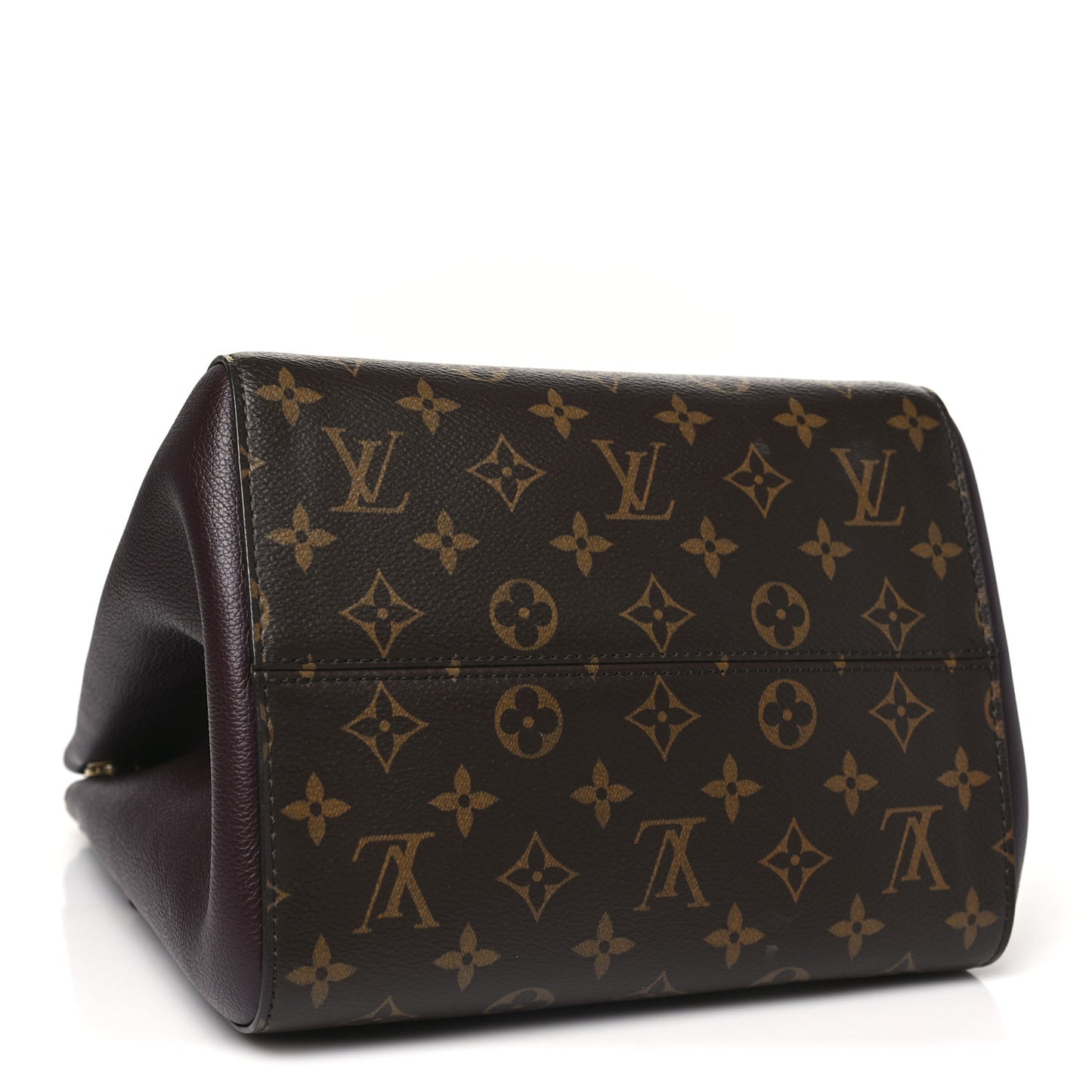 Calfskin Monogram Fold Tote MM Black Wine Cream
