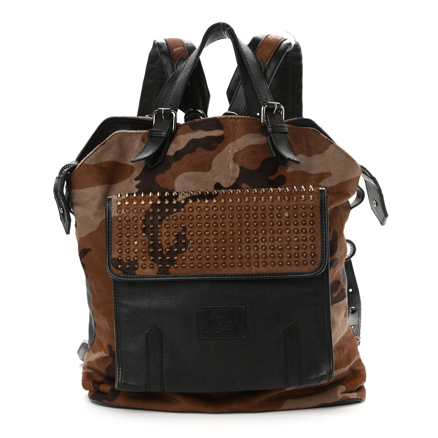 Pony Hair Calfskin Spikes Syd Backpack Coffee Bronze Black