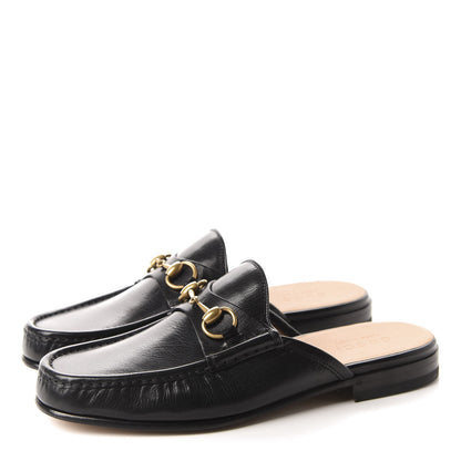 Gucci Goatskin Mens Horsebit Slippers 8 Black 3 of 9