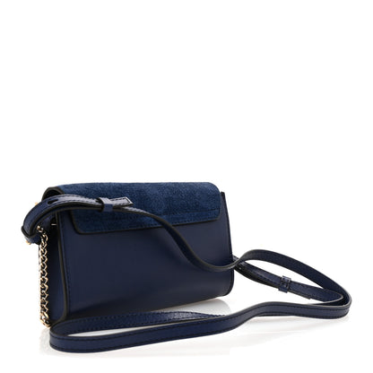 Chloe Suede Calfskin Mini Faye Shoulder Bag Majesty Blue 3 of 9