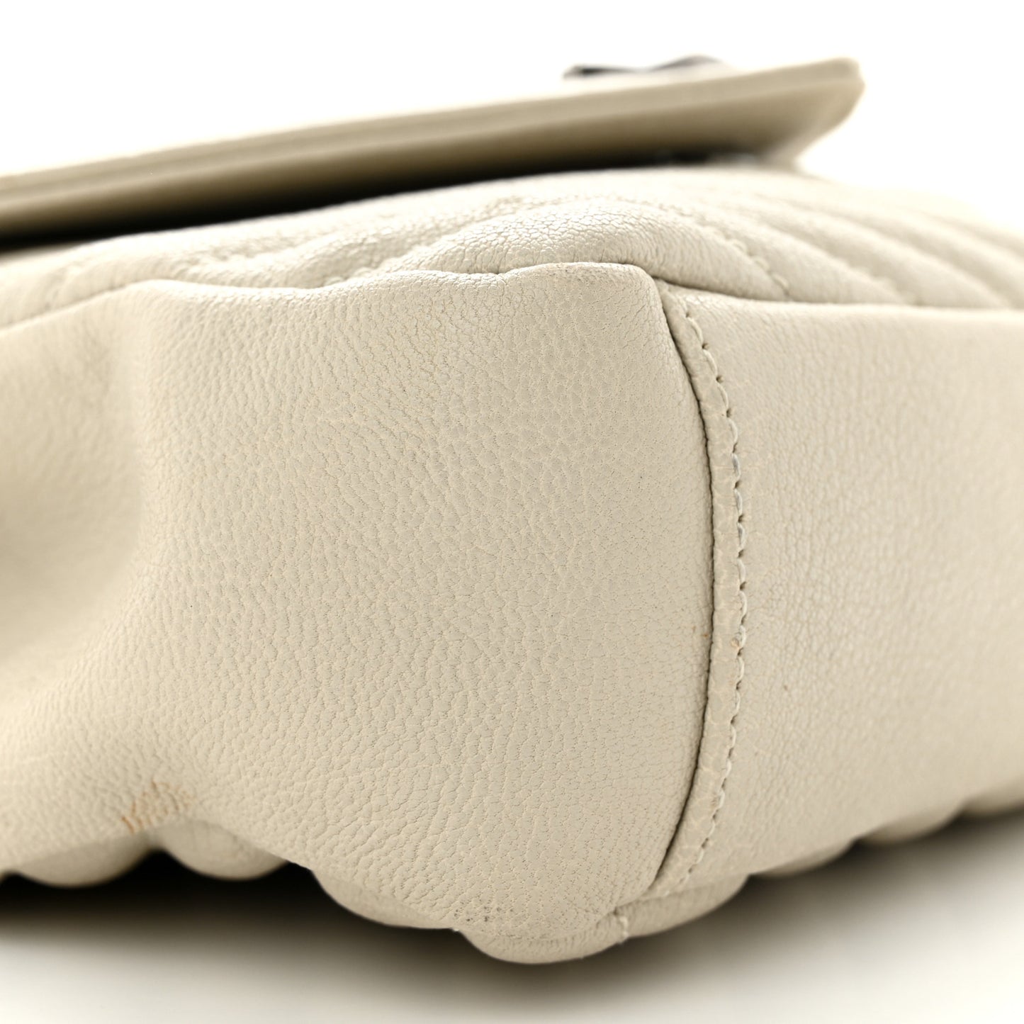 Sheepskin Matelasse Chevron Monogram Medium College Bag Dove White