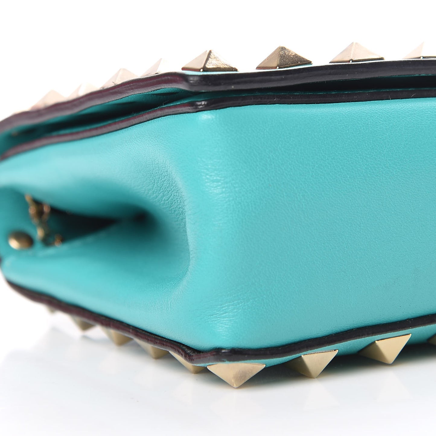 Vitello Small Rockstud Chain Flap Crossbody Bag Opaline Green