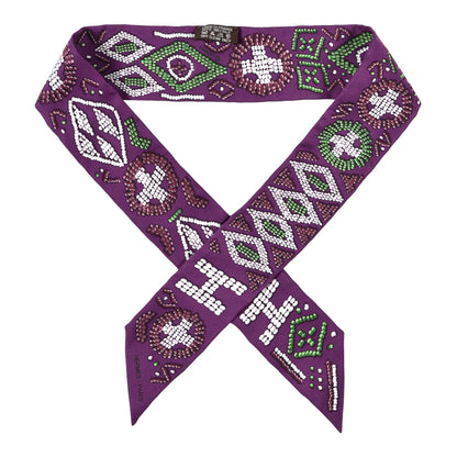 Hermes Silk Kelly En Perles Twilly Violet Vert Lie De Vin 1 of 3