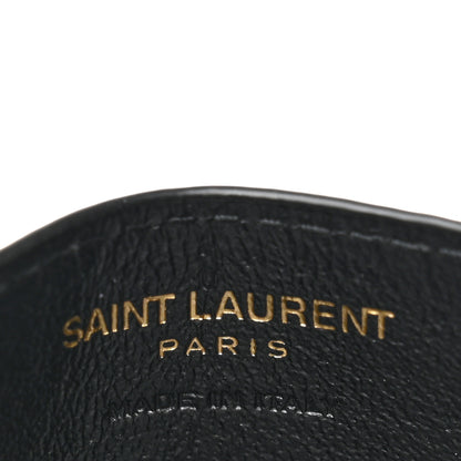 Saint Laurent Grain De Poudre Matelasse Chevron Monogram Credit Card Case Black 6 of 8