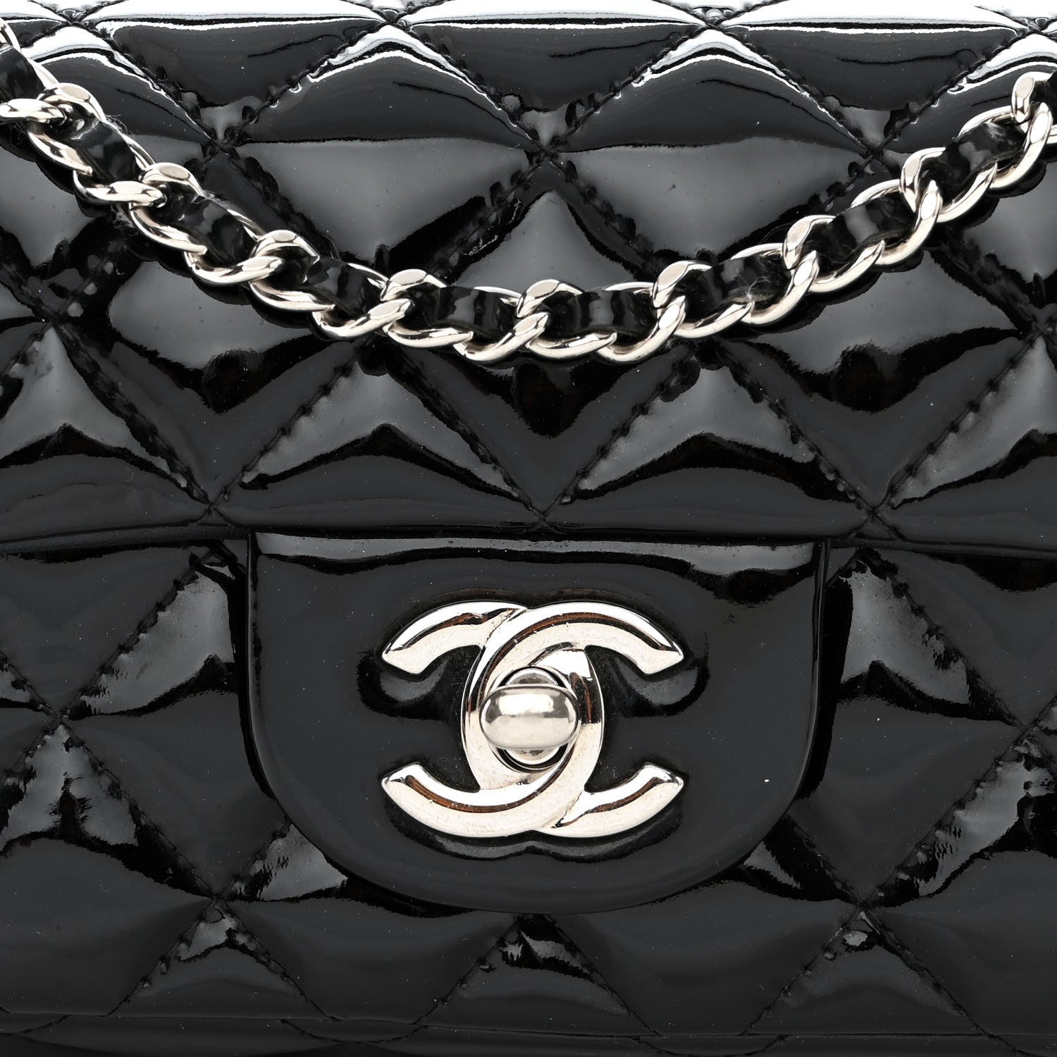 Chanel Patent Calfskin Quilted Extra Mini Rectangular Flap Black 8 of 10