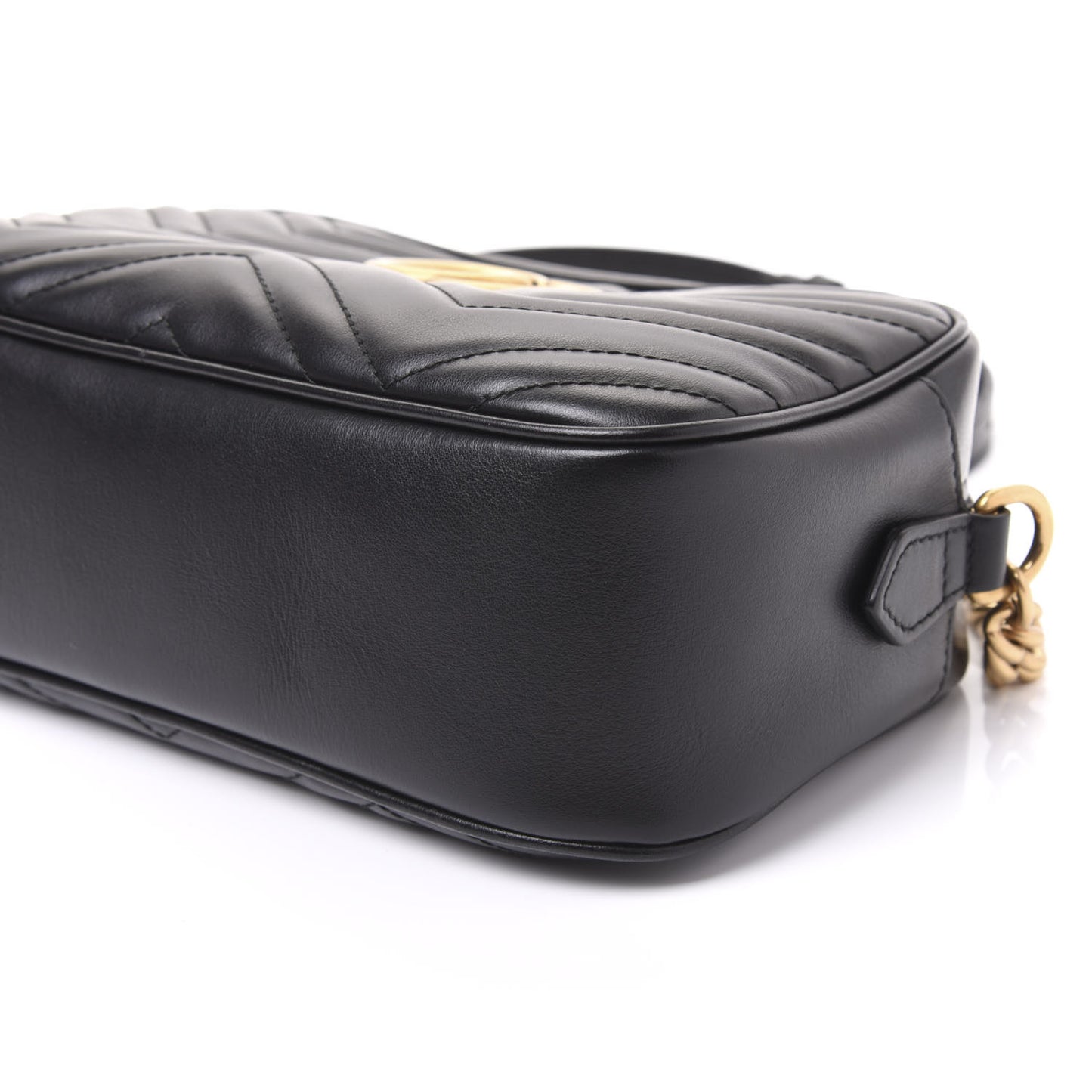 Calfskin Matelasse Small GG Marmont Chain Shoulder Bag Black