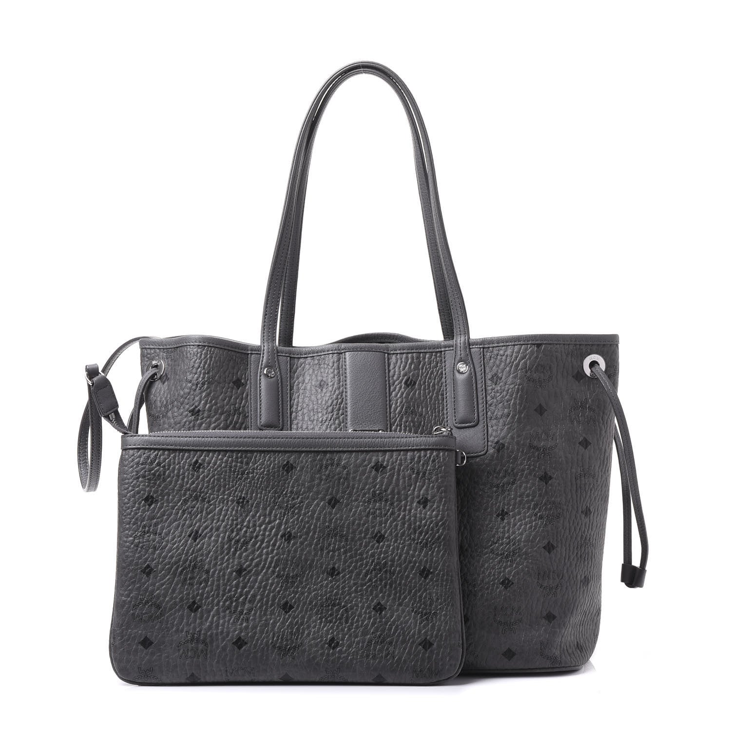 MCM Visetos Medium Liz Reversible Shopper Tote Phantom Grey 1 of 9