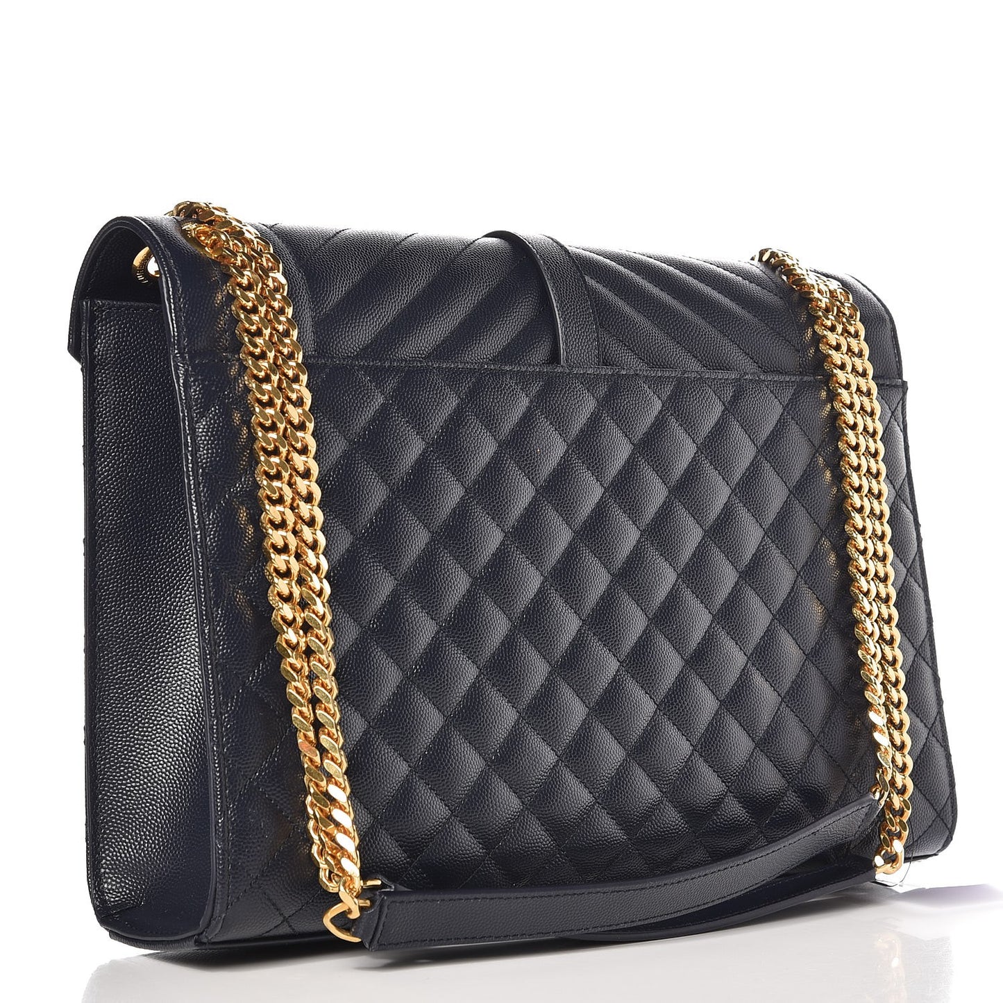 Grain De Poudre Mixed Matelasse Large Triquilt Monogram Satchel Deep Marine
