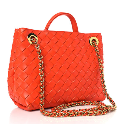 Bottega Veneta Nappa Intrecciato Small Andiamo With Chain Shoulder Bag Orange 3 of 9