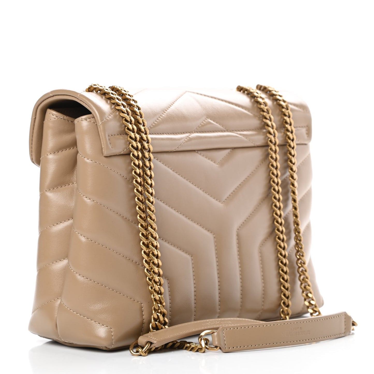 Calfskin Y Quilted Monogram Small Loulou Chain Satchel Dark Beige