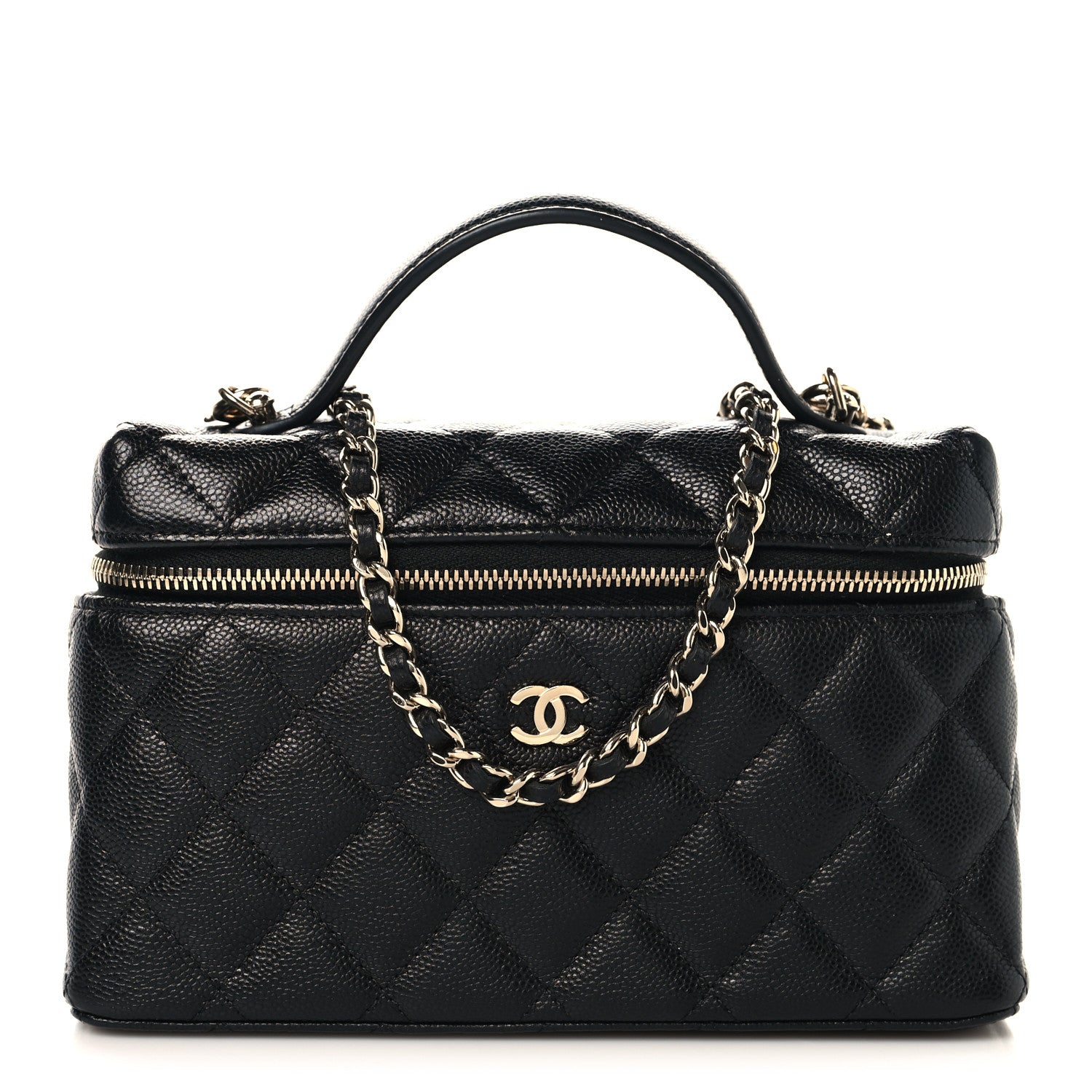 Chanel Caviar Quilted Top Handle Slim Vanity With Chain Black 1 of 11