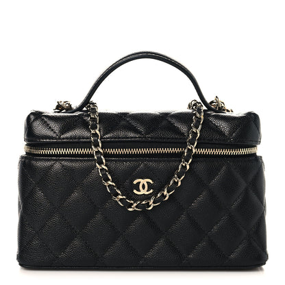 Chanel Caviar Quilted Top Handle Slim Vanity With Chain Black 1 of 11