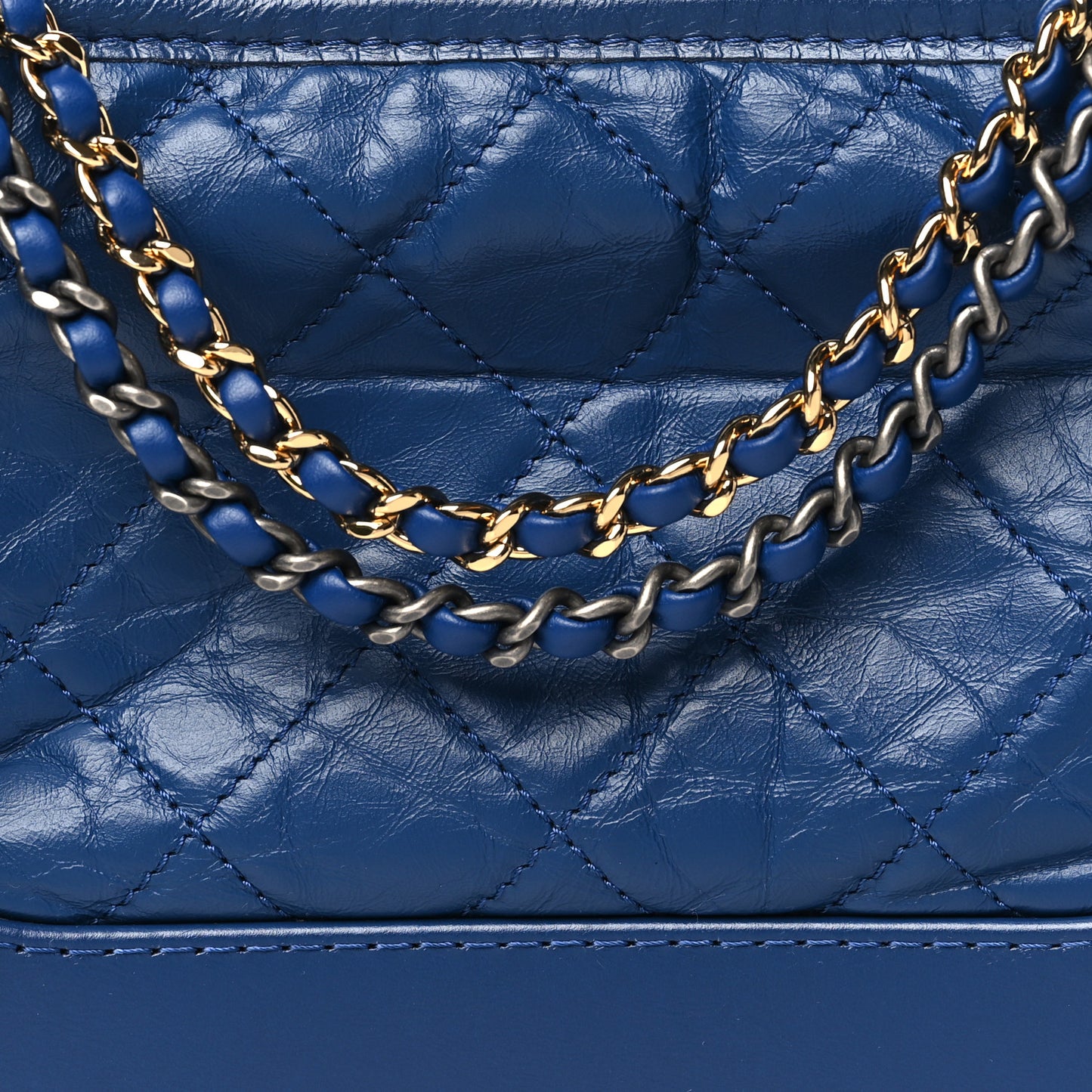 Aged Calfskin Quilted Small Gabrielle Hobo Blue