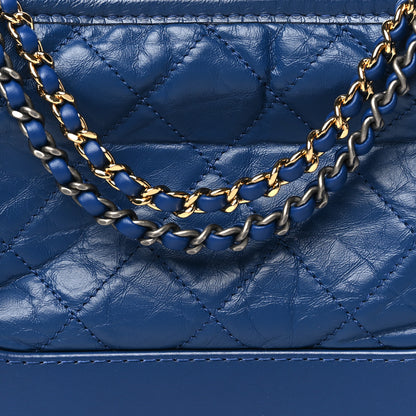 Chanel Aged Calfskin Quilted Small Gabrielle Hobo Blue 8 of 10