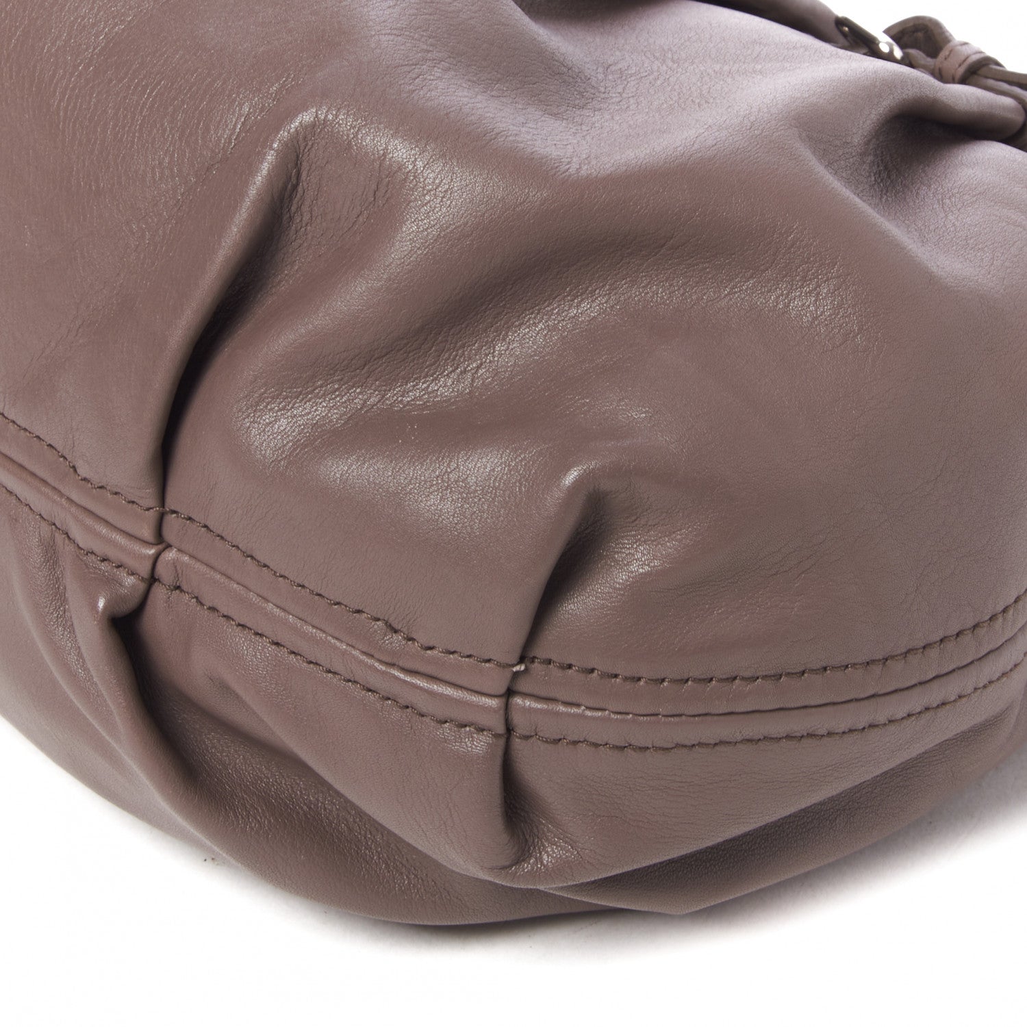 Prada Soft Calfskin Pleated Belt Hobo Bambu 4 of 8