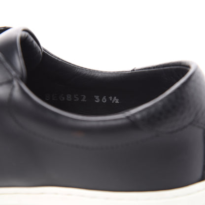 Fendi Vitello Microfiber FF Rockoclick Slip On Sneakers 36.5 Black Tobacco 8 of 9