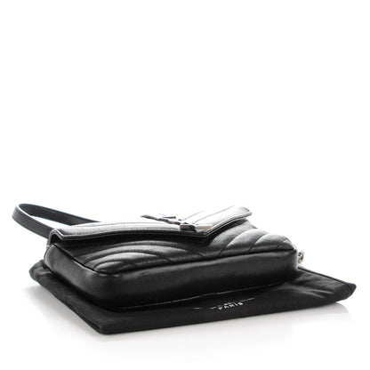 Saint Laurent Sheepskin Matelasse Chevron Monogram College Chain Wallet Black 4 of 7
