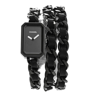 Chanel Stainless Steel Lambskin 16mm Premiere Rock Triple Row Quartz Watch Black 1 of 5