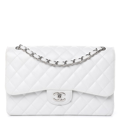 Chanel Caviar Quilted Jumbo Double Flap White 1 of 16