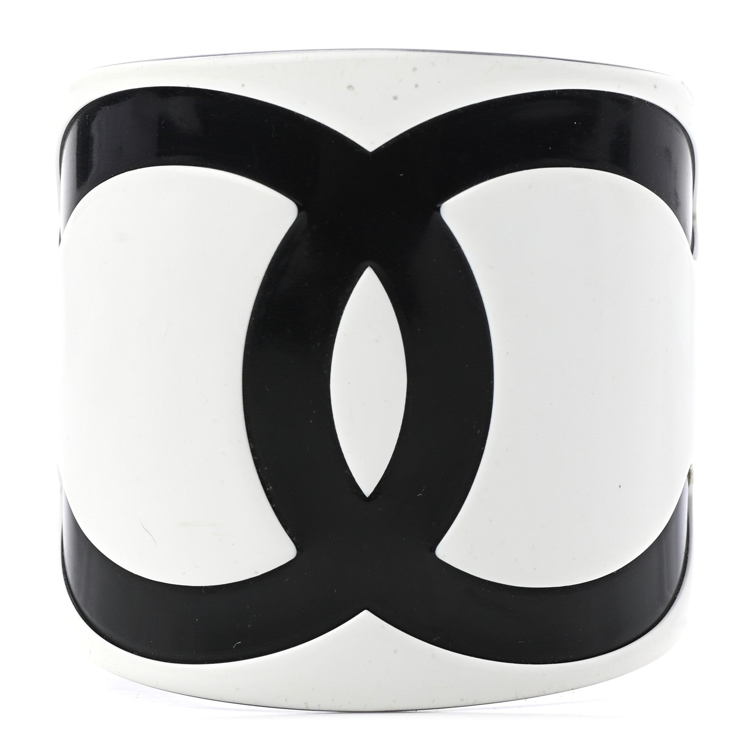 Chanel Resin CC Cuff White Black 1 of 4