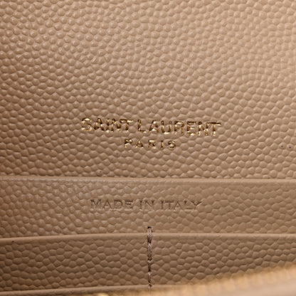 Saint Laurent Grain De Poudre Matelasse Chevron Monogram Envelope Chain Wallet Nude Powder 6 of 11