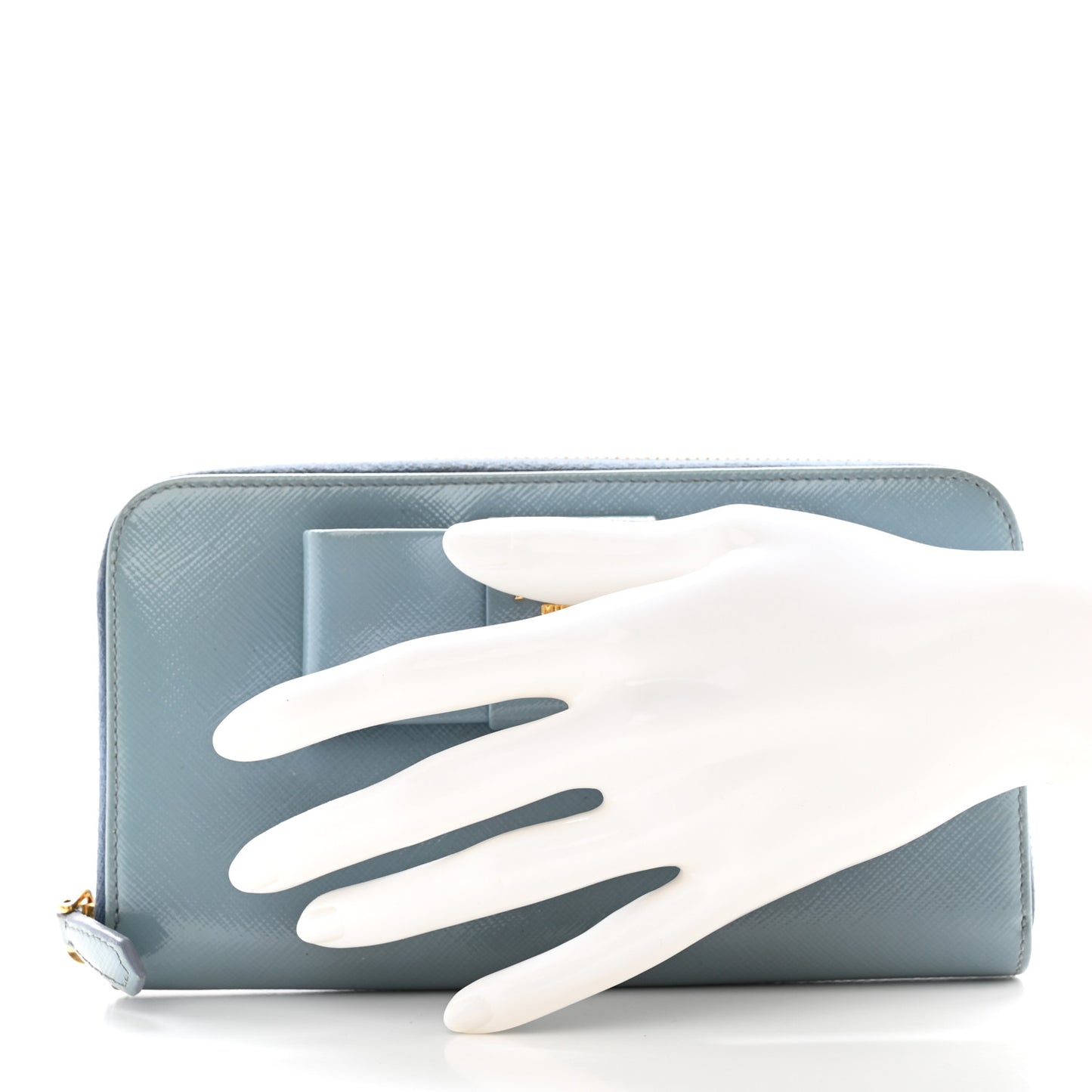 Saffiano Vernice Fiocco Bow Zip Around Wallet Fiordaliso