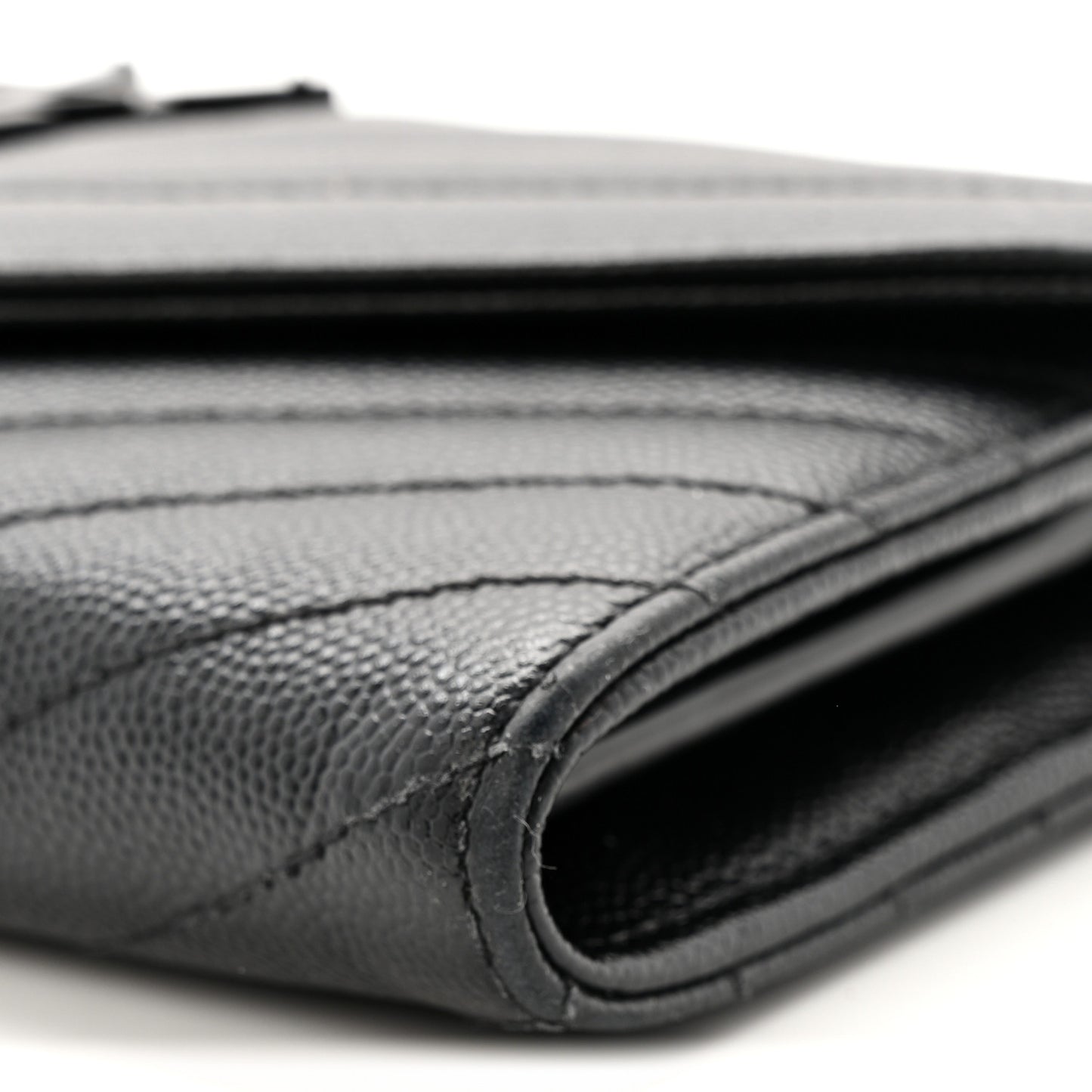 Grain De Poudre Matelasse Chevron Monogram Flap Wallet Black
