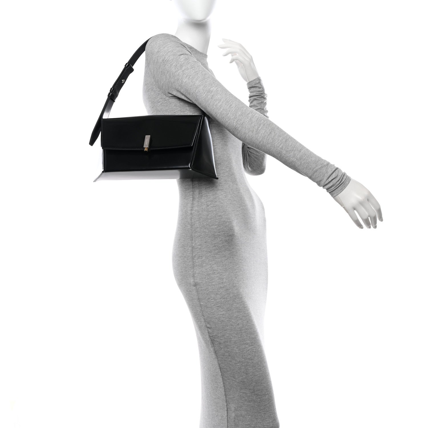 Salvatore Ferragamo Calfskin Geometric Shoulder Bag Black 2 of 9