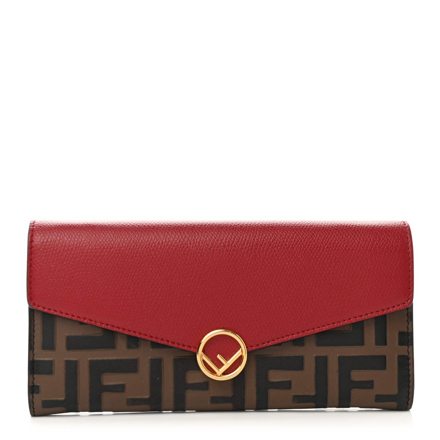 Fendi Vitello Cruise F is Fendi Bi-Color FF 1974 Embossed Continental Envelope Wallet On Chain Maya Black Fragola 1 of 9