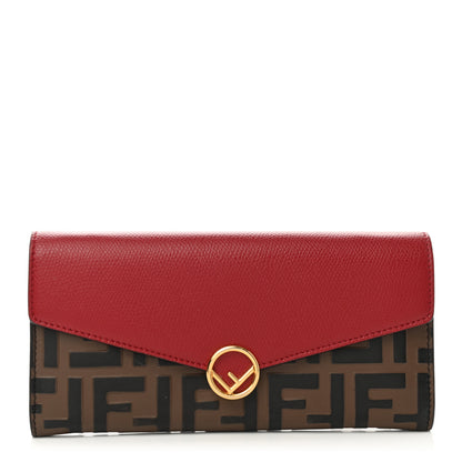 Fendi Vitello Cruise F is Fendi Bi-Color FF 1974 Embossed Continental Envelope Wallet On Chain Maya Black Fragola 1 of 9