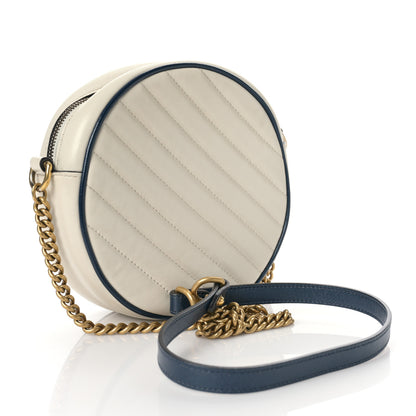 Gucci Azalea Calfskin Matelasse Diagonal Mini Torchon GG Marmont Round Shoulder Bag Mystic White Blue Agata 3 of 10